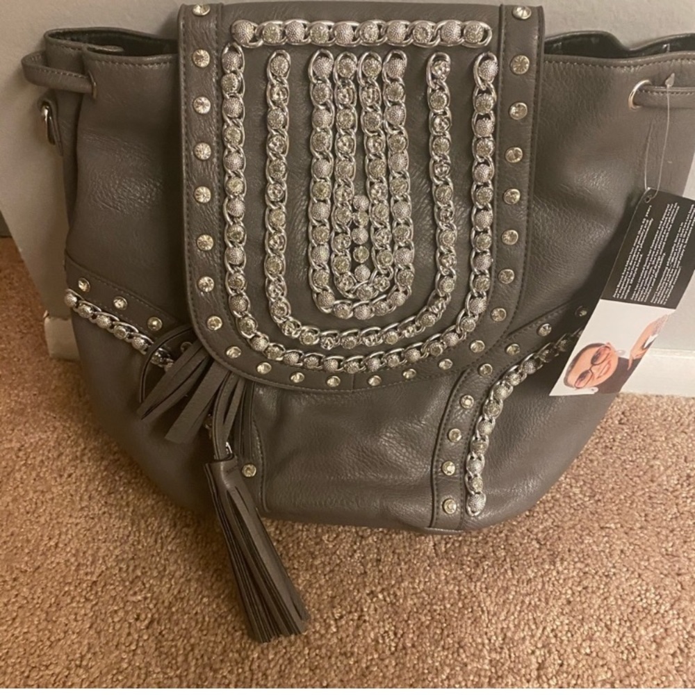SALE 🦋 Gray Color Sharif Joan Boyce Purse Shoulder Bag With Purse Bag NWOT - Picture 2 of 13